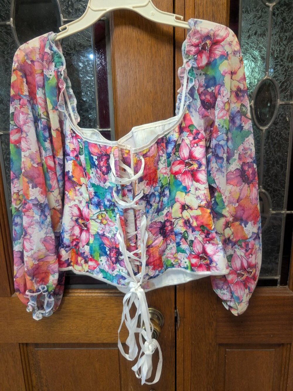 Womens floral corset top, size XLarge